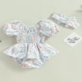 thumbnail image 4 of Ensemble Robe Barboteuse pour Bébé Fille, Floral, Manches Courtes, Combinaisons et Bandeau, 4 of 8