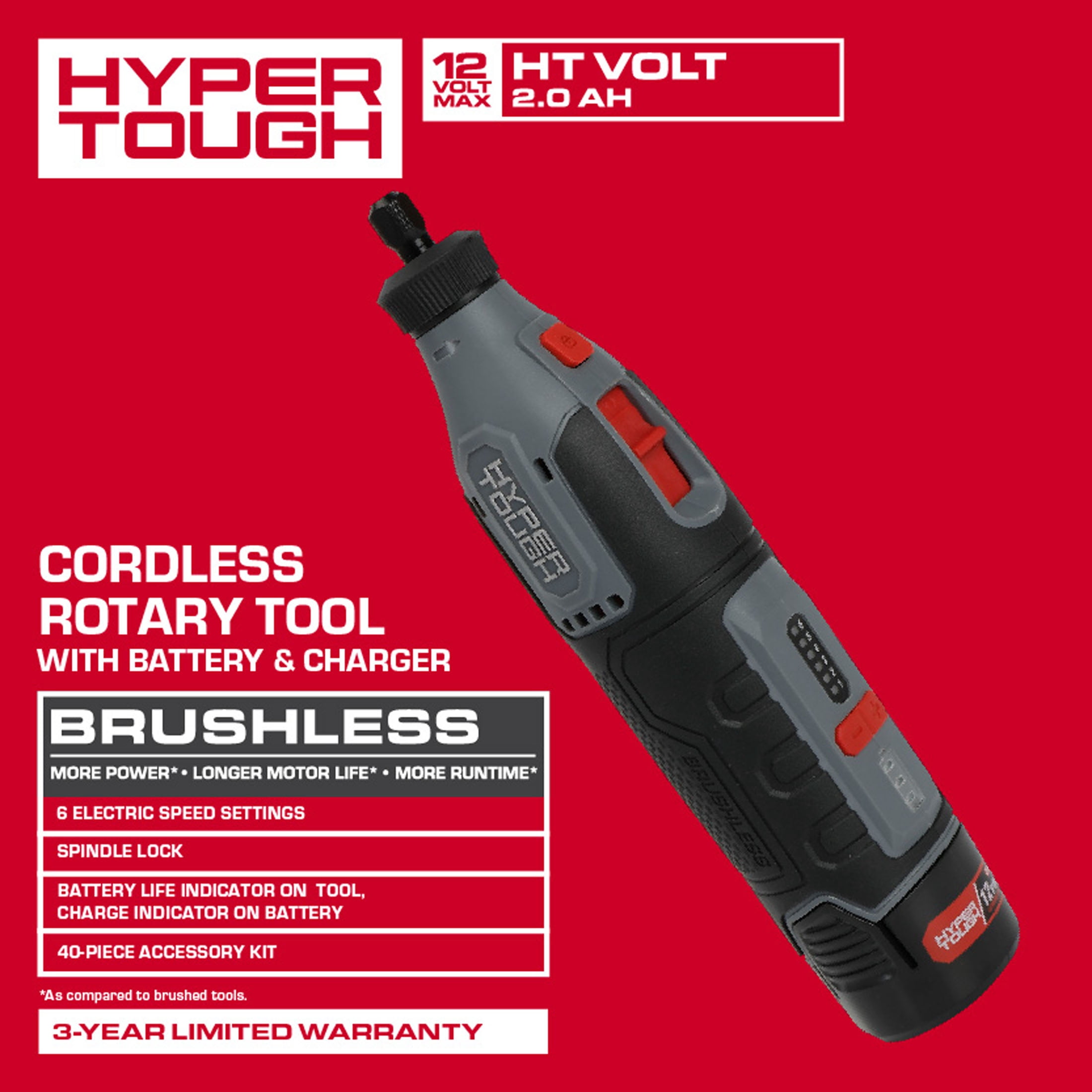 Hyper Tough 12V Rotary Tool with 2.0Ah Battery