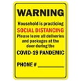 thumbnail image 1 of SignMission OS-NS-RD-1014-25548 Covid-19 Notice Sign - Warning Household is Practicing Social Distancing, 1 of 1