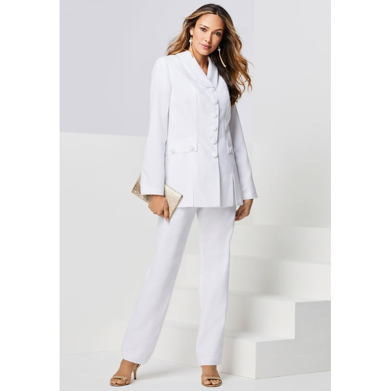 White pants suit for plus best sale size women