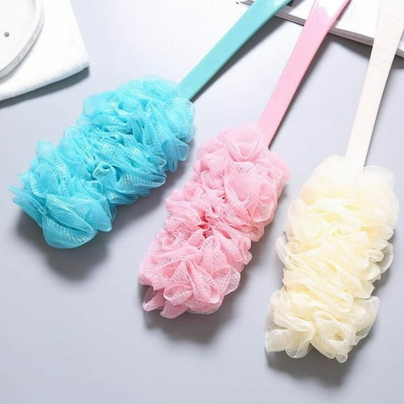 Loofah Back Scrubber for Shower with Long Handle,Bath Body Brush Soft Nylon Mesh,Loofah Sponge On a Stick for Men Women,Exfoliating Scrub Cleaning Luffa for Elderly,Random Color,1Pcs