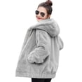 thumbnail image 2 of BAETEUY Winter Women Jacket - Thick Plush Faux Rabbit Fur Mid Length Hooded Coat, 2 of 8
