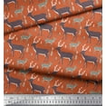 thumbnail image 2 of Soimoi Orange Modal Satin Fabric Deer Animal Print Sewing Fabric Yard 42 Inch Wide, 2 of 3