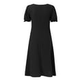 thumbnail image 6 of RYKJLWY Summer Dresses Women's Summer Fashion Causal Dress Puff Sleeve Square Neck Dress Sexy High Split Slim Elegant Single Breasted Mid Length Dress (Black,XL), 6 of 6