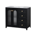thumbnail image 2 of Corlix Modern Bathroom Vanity with Ceramic Sink, Shelves, Drawers, Wood, Black, 2 of 11