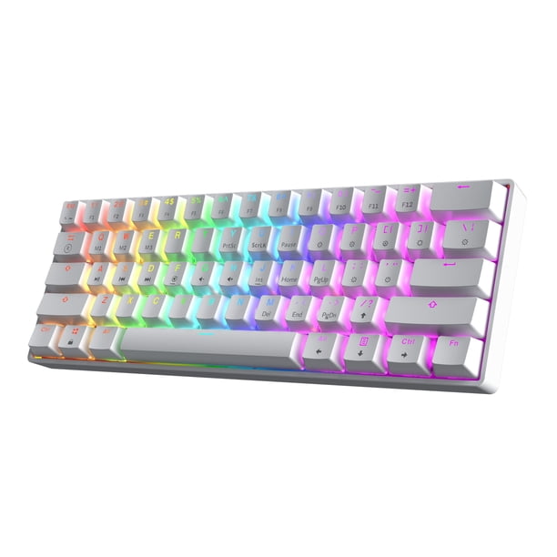 HK GAMING GK61 60% v3 | Teclado Mecánico para Juegos Hotswap | 61 Teclas con Retroiluminación RGB Multicolor para PC/Mac | Distribución US (Blanco, Cherry MX Speed Silver)