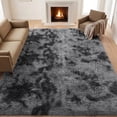 thumbnail image 5 of Nefoso Shag Area Rug, 8ft x 10ft Soft Fluffy Tie-Dye Area Rugs for Living Room Bedroom Decor Carpet, Dark Gray, 5 of 13