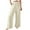 Beige, variant on IDALL Linen Pants Women Wide Leg Pants Woman Women Fashion Solid Color Cotton Elastic Long Pants Beach Leisure Trousers Lounge Pants Women Baggy Pants Army Green L