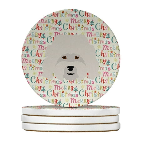 

Bolognese Merry Christmas Large Sandstone Coasters Pack of 4 4 in x 4 in