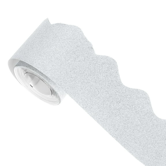 Uxcell Bulletin Board Border, 32.8Ft x 2.24Inch Classroom Border Trim, Matte Silver