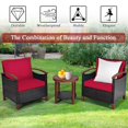 thumbnail image 6 of Giantex 3 Pieces Patio Furniture Set, Outdoor Rattan Sofa and Side Table with Solid Acacia Wood Frame, High Load Bearing Conversation Bistro Set with Washable and Removable Cushions, 6 of 10