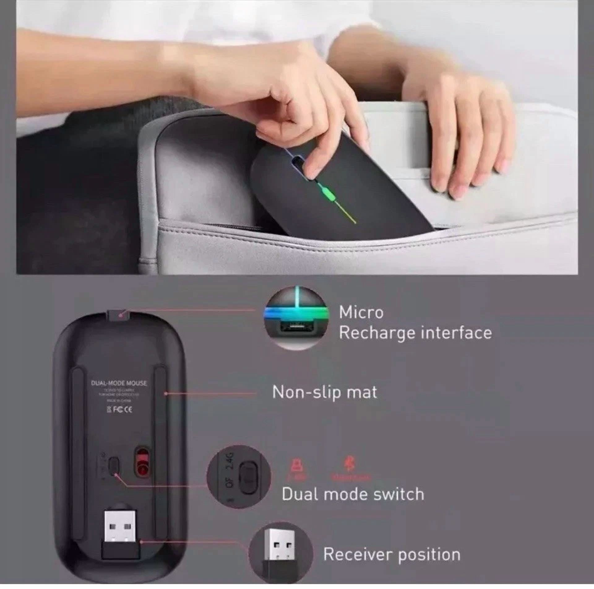 2.4Ghz Bluetooth Wireless Optical Mouse Usb Rechargeable Rgb Office Pc ???????
