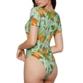 thumbnail image 4 of Uemuo Tangerine Pattern Women's One Piece Short Sleeve Swimsuit Rash Guard Surfing Modest Quick-drying Swimsuit Beach Essentials-XX-Large, 4 of 9