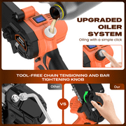 GPED Mini Chainsaw Cordless 6 inch with 2 Battery, Mini Power Chain Saw with Security Lock, Electric Chainsaw, Handheld Small Chainsaw for Tree Trimming Wood Cutting, Orange