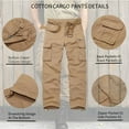 thumbnail image 3 of TRGPSG Cotton Comfort Cargo Pants For Men With 7 Pockets,Casual Relaxed Fit Work Pants(No Belts)Khaki,Size 34, 3 of 8