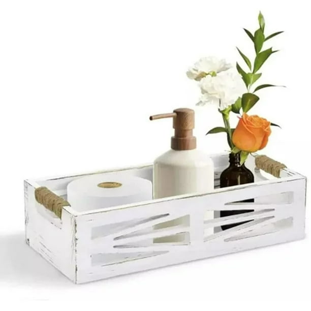 Sequpr Wooden Bathroom Decor Box Toilet Paper Holder Rustic Organizer