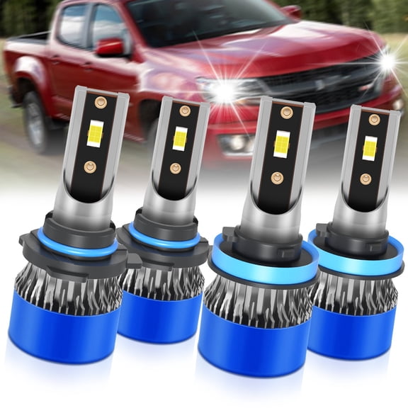 For Chevrolet Colorado 2015-2020 LED Headlight Bulbs, High Beam 9005/HB3, Low Beam H11/H9/H8, White 6000K 4Pcs