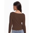 thumbnail image 5 of Women's Scoop Neck Long Sleeve Slim Fitted Casual Basic Crop Top, 5 of 6
