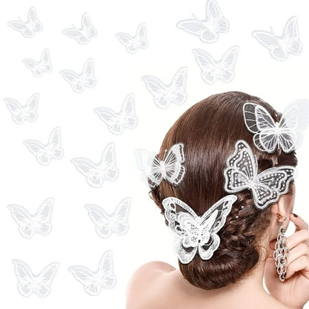 19 Pieces Butterfly Hair Clip Embroidery Butterfly Hair Pins Lace Butterfly Hair Bows White Soft 3D Butterfly Hair Clip Wedding Hair Alligator Clip Hair Clips or Girls Women Beach Wedding (White) | 19 Pieces Butterfly Hair Clip Embroidery Butterfly Hair Pins Lace Butterfly Hair Bows White Soft 3D Butterfly Hair Clip Wedding Hair Alligator Clip Hair Clips or Girls Women Beach Wedding (White) |