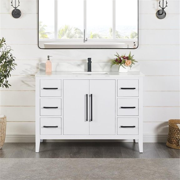Laurel 48" Wood Vanity Base in White without Top and Sink no Mirror