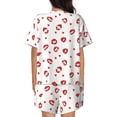 thumbnail image 3 of Lsque Lips Kiss Women's Short-Sleeved Pajama Set - 2 Piece Soft and Lightweight Sleepwear Set-Large, 3 of 9