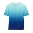 thumbnail image 4 of T-Shirts Dégradés pour Femmes - Mode Col Rond Décontracté Manches Courtes - Hauts Quotidiens Extensibles Doux, Bleu T-Shirt Dégradé Mode Col Rond Décontracté, 4 of 5