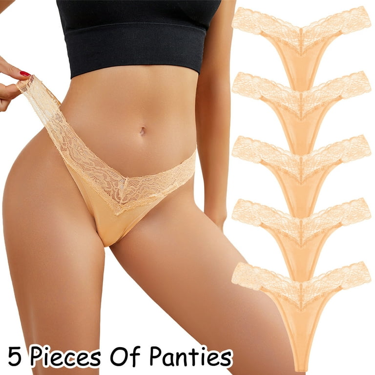 JDEFEG Candy Panties For Women Underpants Panties Underwear Panties Bikini  Solid Womens Briefs Knickers Christmas Gift 5 Pieces Lace Panties For