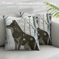 thumbnail image 3 of Qinduosi Winter Throw Pillow Cushion Cover, Howls in Woods Leafless Trees Snowflakes , Decorative Square Accent Pillow Case, ", Green Eggshell White, 3 of 5
