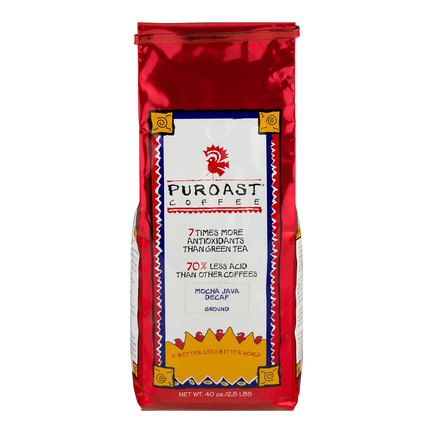 Puroast Decaf Mocha Java Low Acid Ground Coffee, 40 oz Bag Walmart
