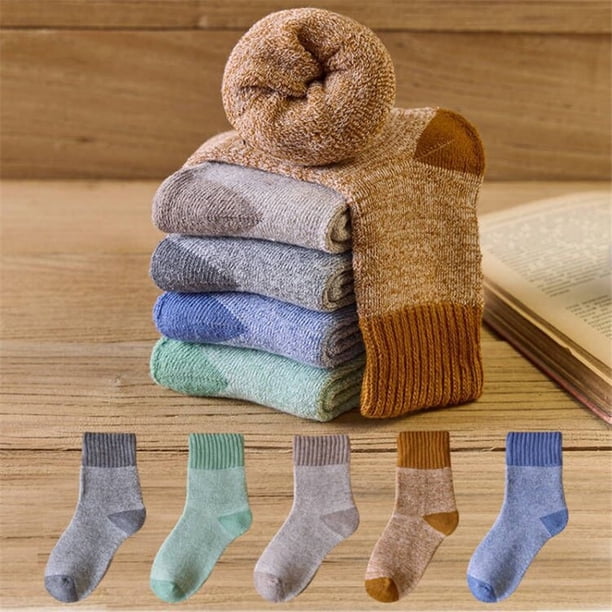 5 Pairs Baby Boys Winter Socks Cartoon Bear Kids Spring Autumn Cotton Breathable Keep Warm Floor Anti-skid Girls Socks61 to 3 years He Qiyong unisex