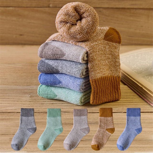 5 Pairs Baby Boys Winter Socks Cartoon Bear Kids Spring Autumn Cotton Breathable Keep Warm Floor Anti-skid Girls Socks68 to 12 years He Qiyong unisex