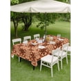 thumbnail image 4 of Outdoor Tablecloths with Umbrella Hole & Zipper, Orange Brown Flowers Rectangle Tablecloth 60x120 Inch, Farmhouse Retro Abstract Floral Waterproof Table Cloth, Patio/Pool/Picnic Table Covers, 4 of 8