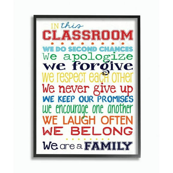 The Kids Room by Stupell In This Classroom Rules Typography Art Framed Wall Art by Erica Billups