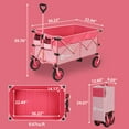 thumbnail image 3 of Sekey 220L Collapsible Foldable Wagon with 330lbs Weight Capacity, Heavy Duty Folding Wagon Cart with Big All-Terrain Wheels & Drink Holders (Pink), 3 of 8