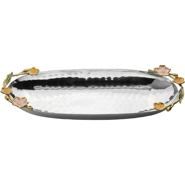 Godinger Stainless Steel Oval Platter with Handles, 20X7.25