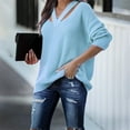 thumbnail image 5 of AOOCHASLIY Clearance Sweaters Fashion Womens Solid Color Long Sleeve Pullove V-Neck Casual Sweater Tops, 5 of 5