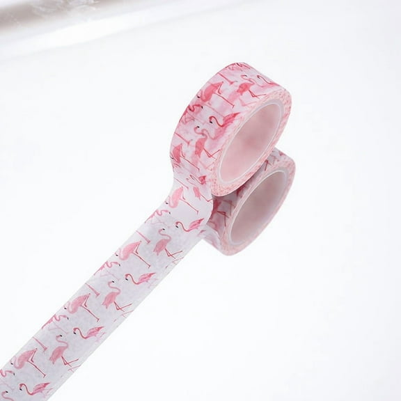 1roll Scrapbook Decorative Paper Tapes Adhesive Tapes Flamingos Pink 15mm 5m/roll(5.46yards/roll)