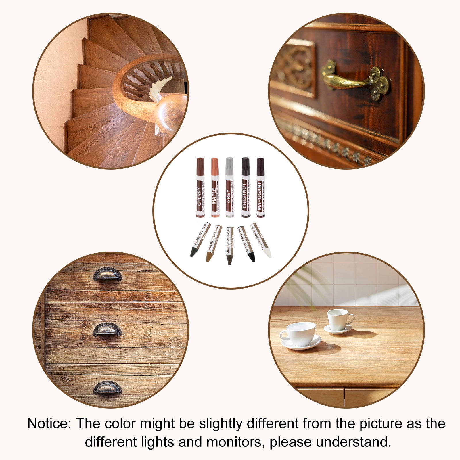 Uxcell Furniture Repair Kit Wood Markers, Set of 17 Oil Based Paint Markers and Wax Sticks with Sharpener Kit for Scratches, Wood Floors