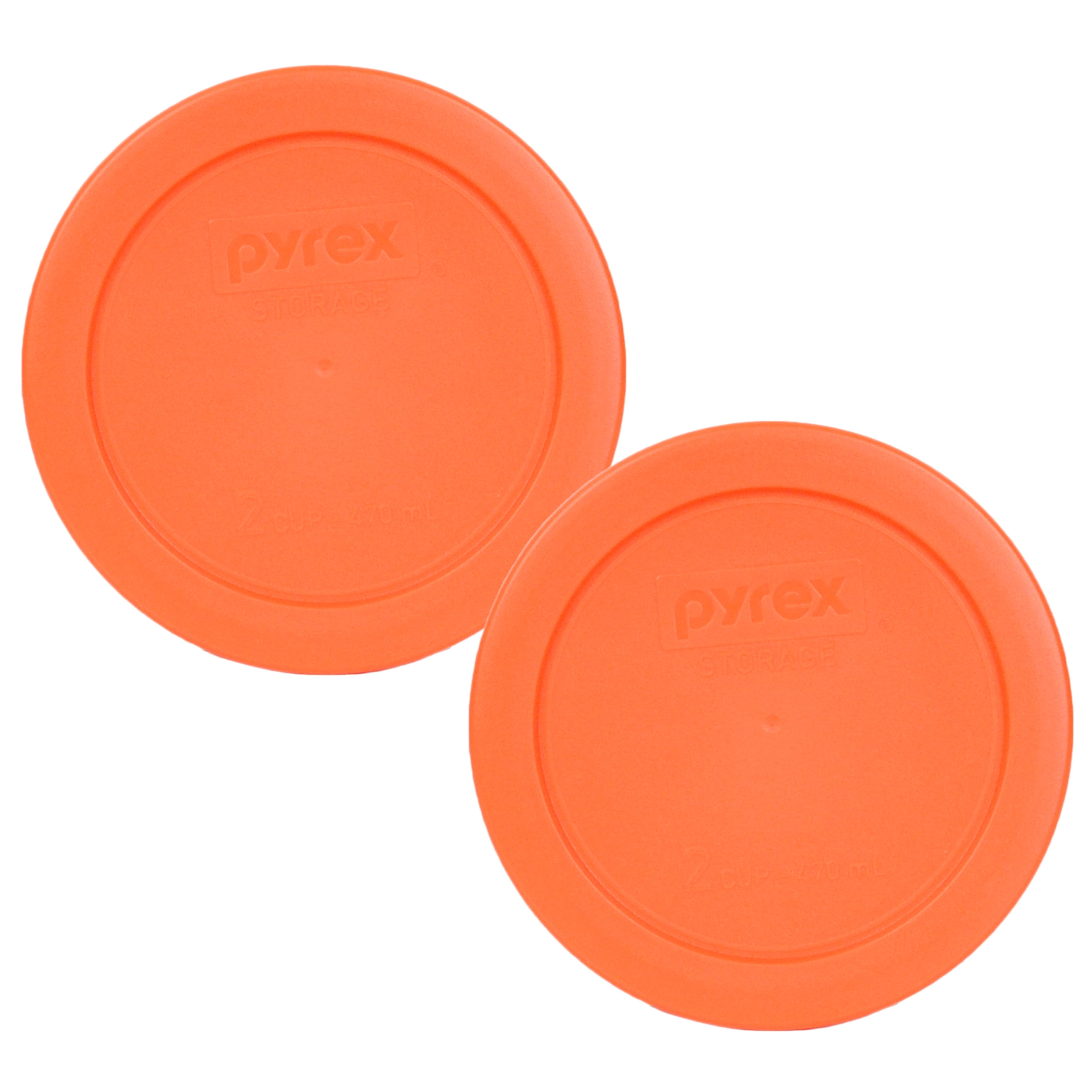 Pyrex 7200PC Orange Round Plastic Replacement Lid Cover (2Pack) for