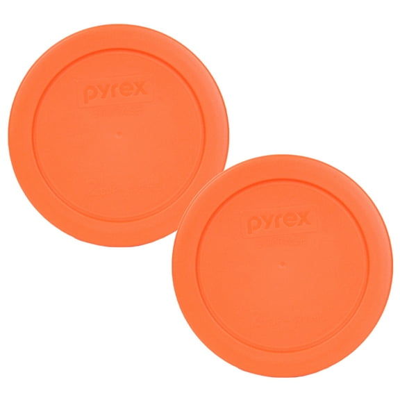 Pyrex 7200-PC Orange Round Plastic Replacement Lid Cover (2-Pack) for Pyrex 7200 2-Cup Bowl (Sold Separately)