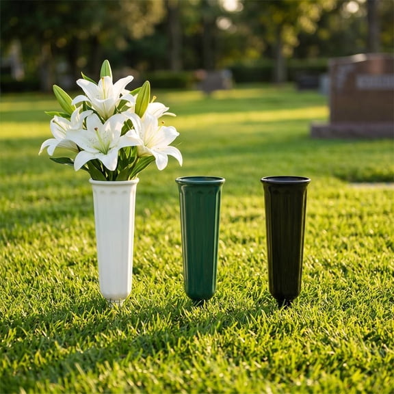 Cemetery Vases with Spikes 1Pcs Grave Decorations for Flowers Plastic Vase Flower Headstones Holder Cemetery