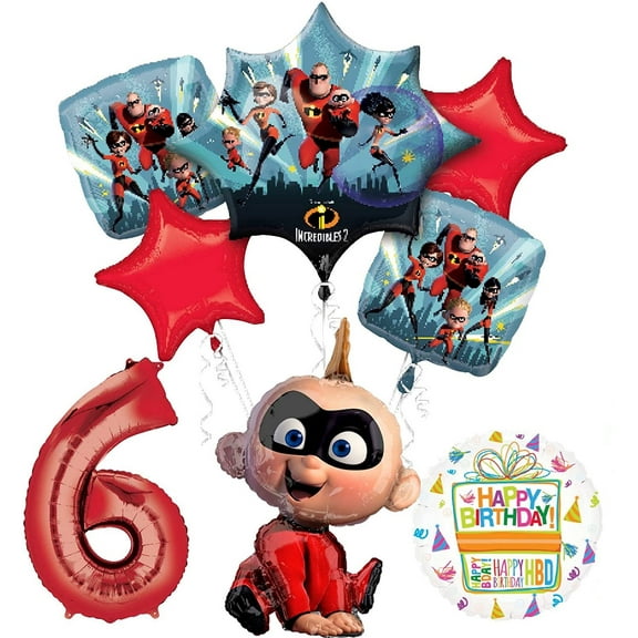 Mayflower Products Incredibles Jack Jack party supplies 6th Birthday Balloon Bouquet Decorations