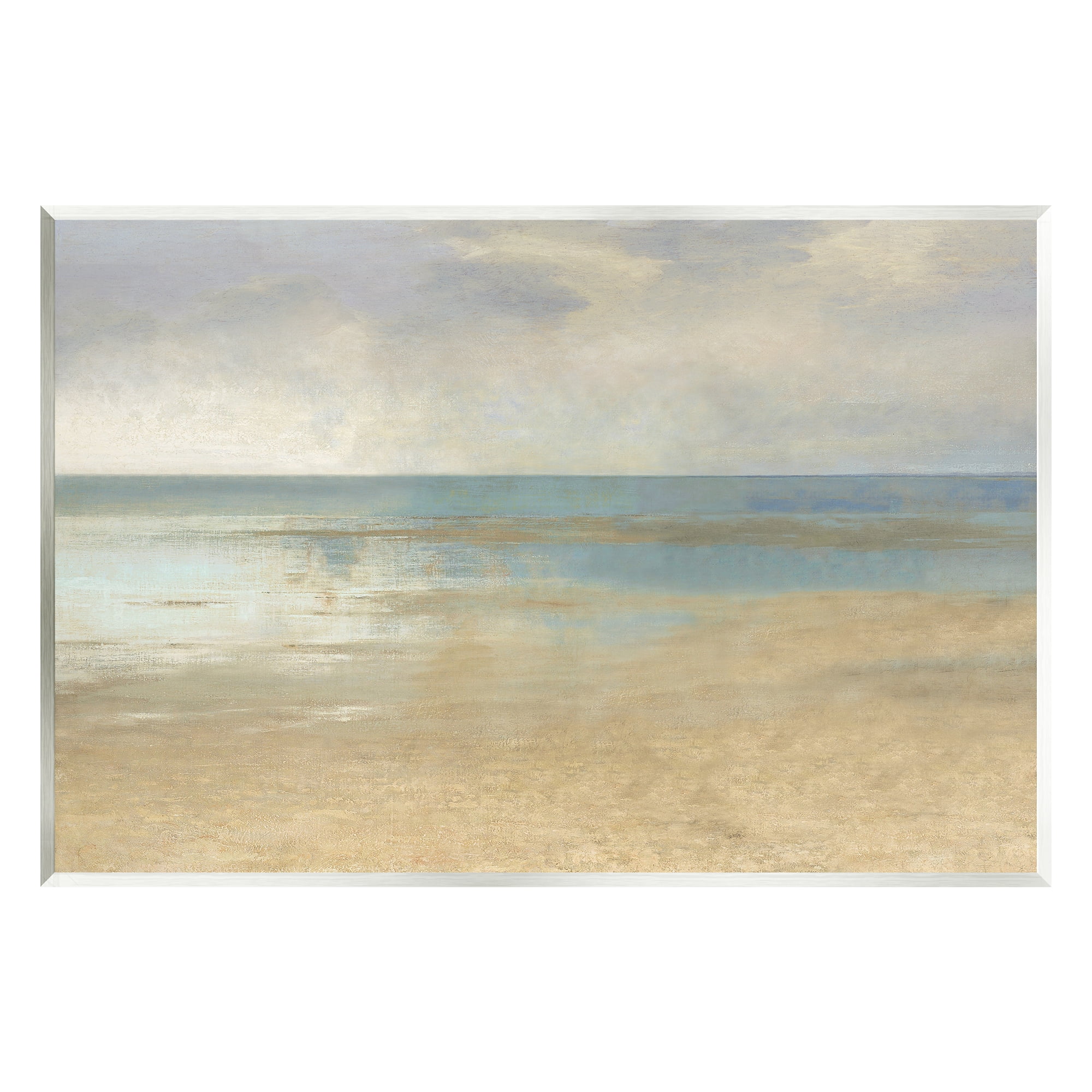 Stupell Coastal Sandy Sunlit Beach Landscape Painting Wall Plaque ...