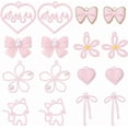 thumbnail image 1 of 1 caja de 32 piezas de 8 estilos de dijes de flores de metal rosa, dijes de corazón de aleación pintados con aerosol, cuentas de perla, corazones de amor, colgantes florales de gato y gatito, 1 of 5