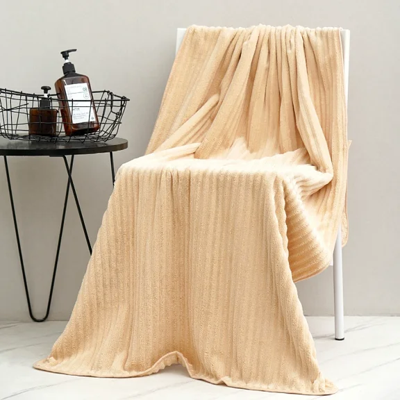 Zhuge 1Pcs Bath Towels, Soft Plush Jacquard Luxury Bath Towels, Quick Dry Towel Set (Beige, Bath Sheet)
