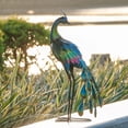 thumbnail image 4 of TERESA'S COLLECTIONS 22.4" Blue Peacock Metal Garden Statue, Mardi Gras Decor, Gift for Mom, 4 of 7