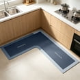 thumbnail image 6 of L Shaped Kitchen Mat, Non-Slip Absorbent Floor Rug for Sink Counter, Corner Bathroom Mat with Memory Foam Cushion, Blue, by Zovey, 6 of 6