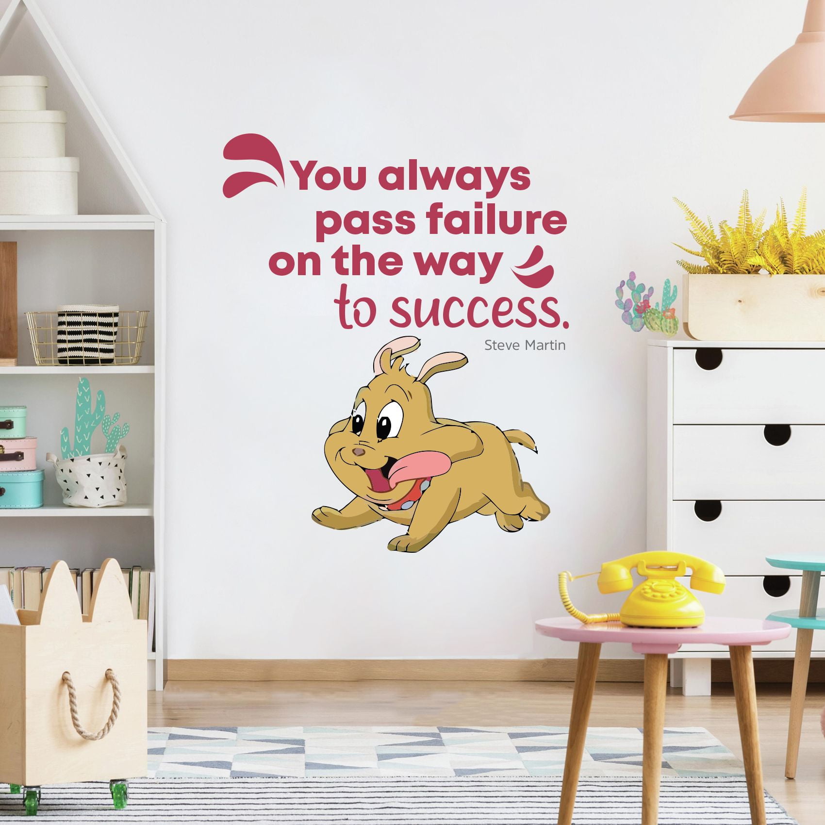 Way To Success Dog Life Quote Cartoon Quotes Decors Wall Sticker Art Design  Decal for Girls Boys Kids Room Bedroom Nursery Kindergarten Home Decor  Stickers Wall Art Vinyl Decoration (40x35 inch) -