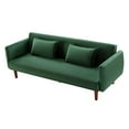 thumbnail image 5 of Aukfa 76" Velvet Futon Convertible Sofa Bed, 3 Seater Arm Couch for Home Office, 2 Pillows, Green, 5 of 12