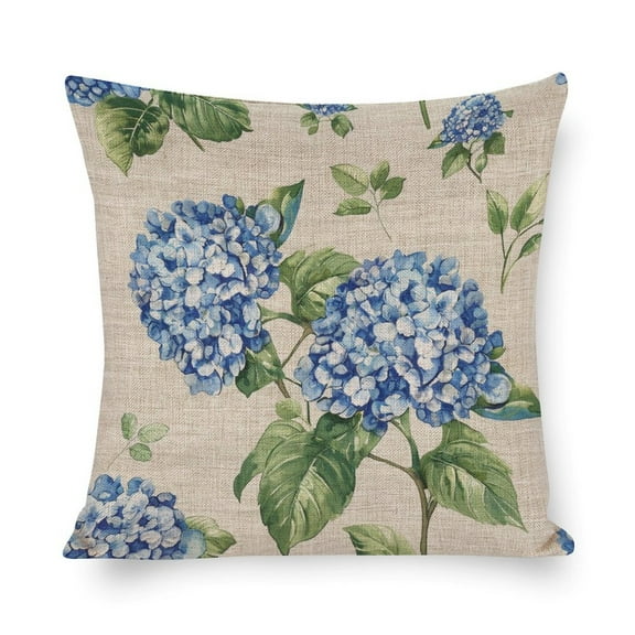 Pillowcase Watercolor Blue Hydrangea Flowers Zippered Pillow Cover Watercolor Floral Spring Summer Throw Pillows Covers 16"x16" Decoration for Sofa Couch